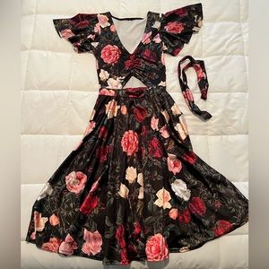 Small BlackMilk Dark Roses Rio Midi Dress
